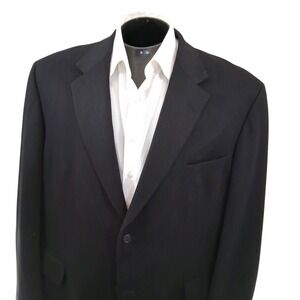 Pronto Uomo Blazer 48R Black Solid 100% Cashmere Two Button Sport Coat Ventless